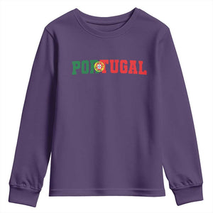 Vintage Portugal Youth Sweatshirt Classic Portuguese Flag Retro Varsity Futebol TS10 Purple Print Your Wear