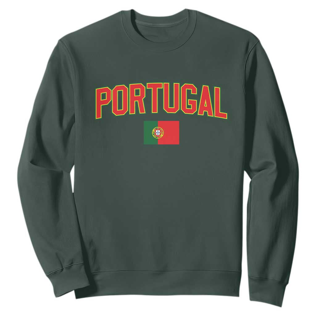 Portugal Sweatshirt Portuguese Flag Futebol Fan TS10 Dark Forest Green Print Your Wear