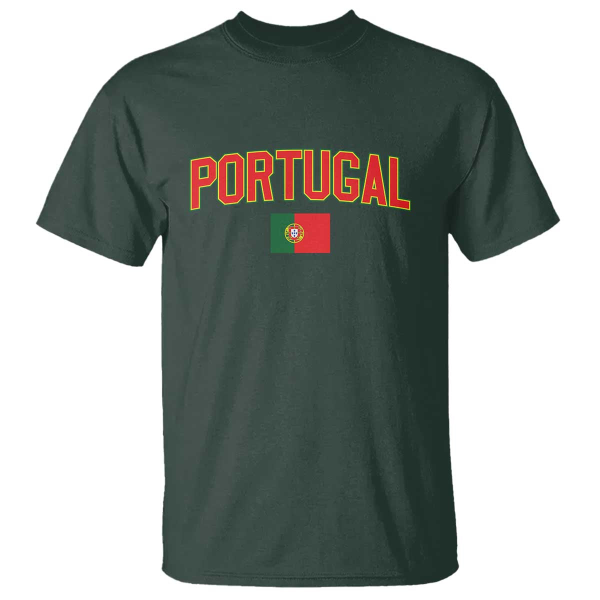 Portugal T Shirt Portuguese Flag Futebol Fan TS10 Dark Forest Green Print Your Wear