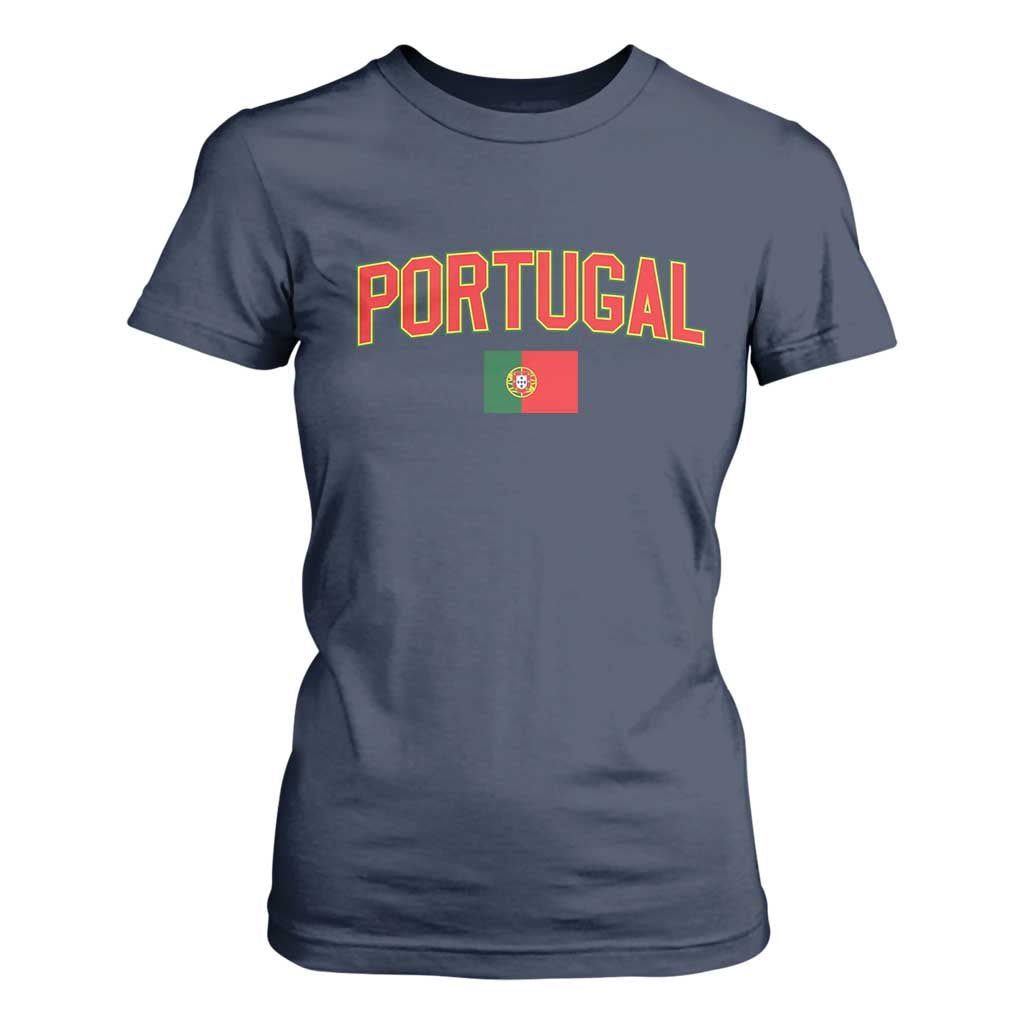 Portugal T Shirt For Women Portuguese Flag Futebol Fan TS10 Navy Print Your Wear