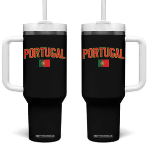 Portugal Tumbler With Handle Portuguese Flag Futebol Fan TS10 One Size: 40 oz Black Print Your Wear