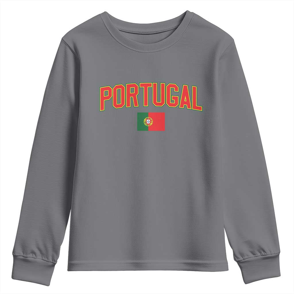 Portugal Youth Sweatshirt Portuguese Flag Futebol Fan TS10 Charcoal Print Your Wear