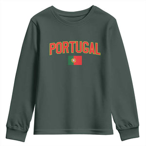 Portugal Youth Sweatshirt Portuguese Flag Futebol Fan TS10 Dark Forest Green Print Your Wear