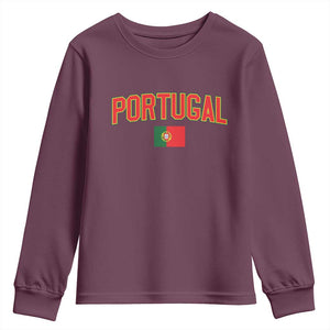 Portugal Youth Sweatshirt Portuguese Flag Futebol Fan TS10 Maroon Print Your Wear