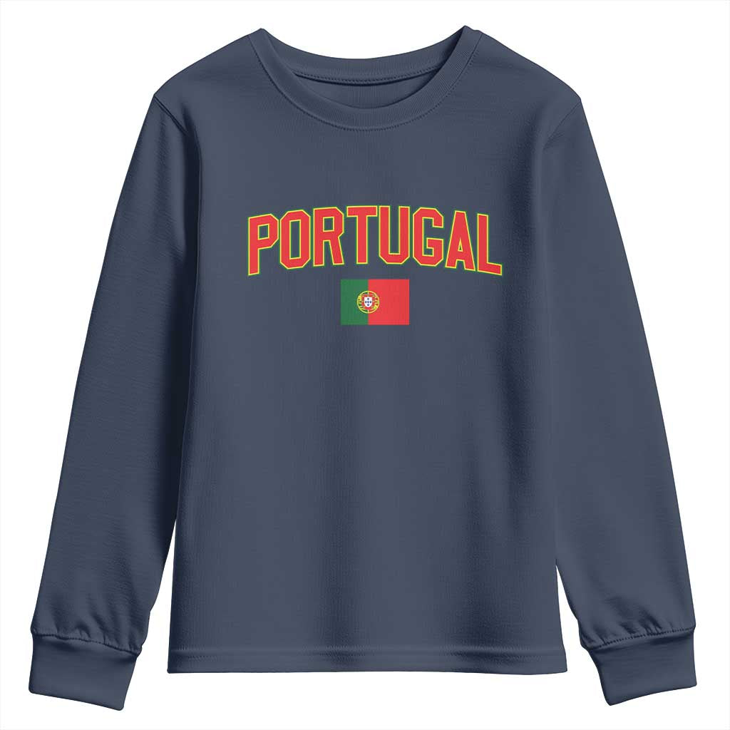 Portugal Youth Sweatshirt Portuguese Flag Futebol Fan TS10 Navy Print Your Wear