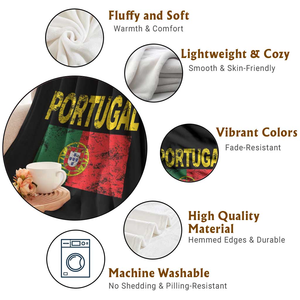 Portugal Flag Throw Blanket Retro Vintage Portuguese Flags Futebol TS10 Print Your Wear