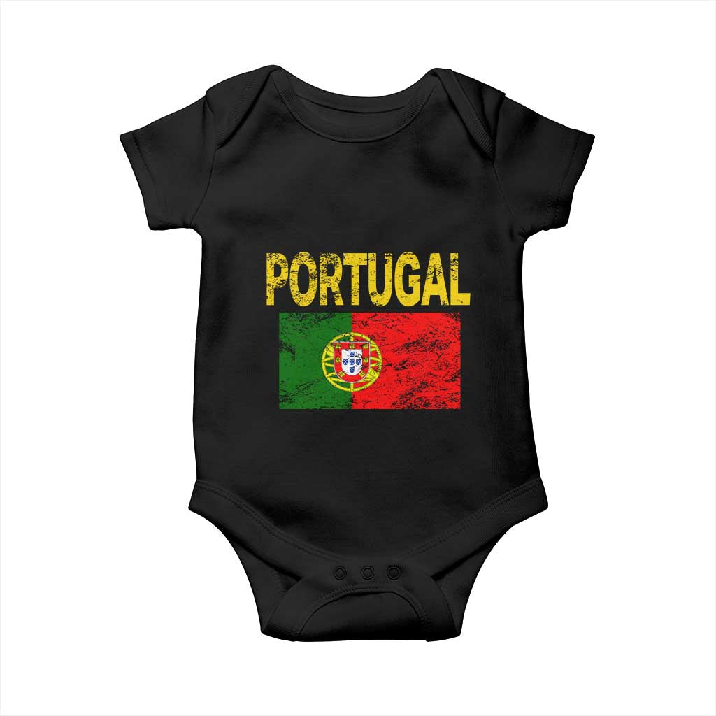Portugal Flag Baby Onesie Retro Vintage Portuguese Flags Futebol TS10 Black Print Your Wear