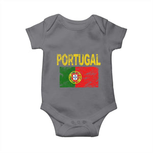 Portugal Flag Baby Onesie Retro Vintage Portuguese Flags Futebol TS10 Charcoal Print Your Wear