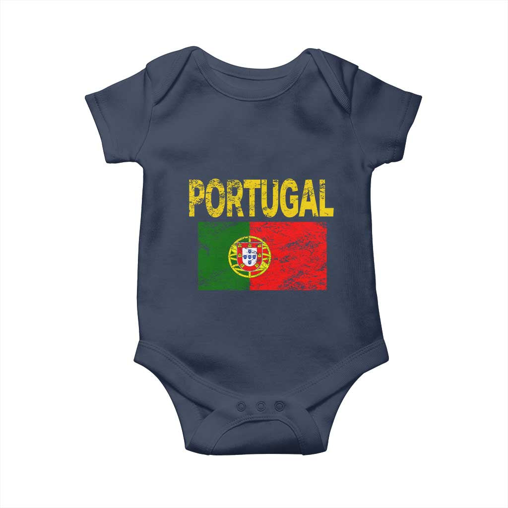 Portugal Flag Baby Onesie Retro Vintage Portuguese Flags Futebol TS10 Navy Print Your Wear