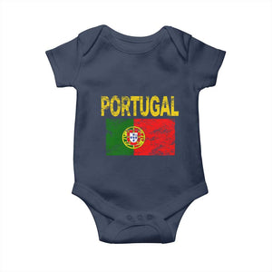 Portugal Flag Baby Onesie Retro Vintage Portuguese Flags Futebol TS10 Navy Print Your Wear