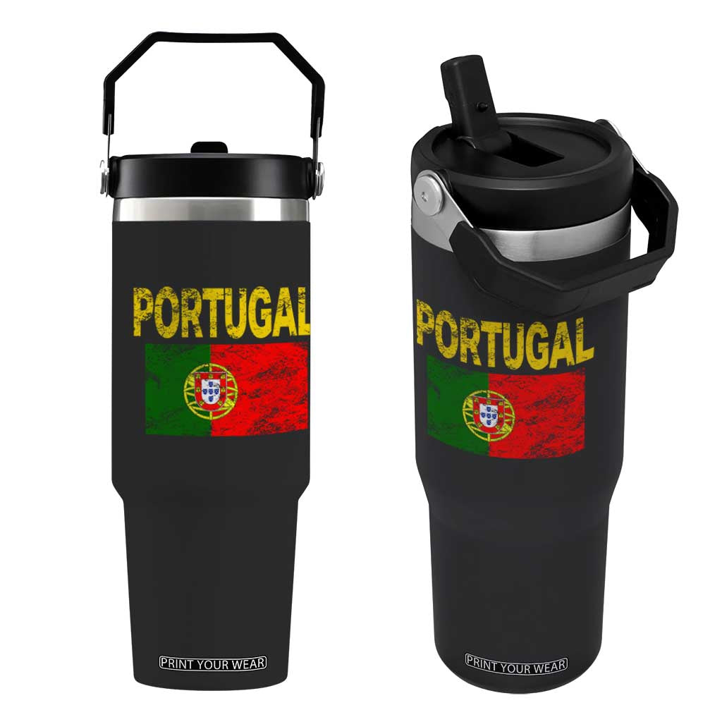 Portugal Flag Flip Straw Tumbler Retro Vintage Portuguese Flags Futebol TS10 One Size: 30 oz Black Print Your Wear