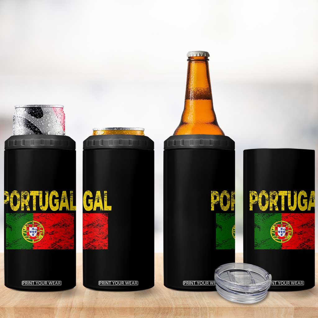 Portugal Flag 4 in 1 Can Cooler Tumbler Retro Vintage Portuguese Flags Futebol TS10 Print Your Wear