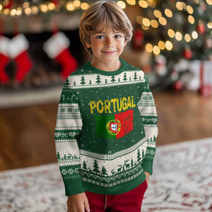 Portugal Flag Ugly Christmas Sweater Retro Vintage Portuguese Flags Futebol TS10 Forest Green Beige Print Your Wear
