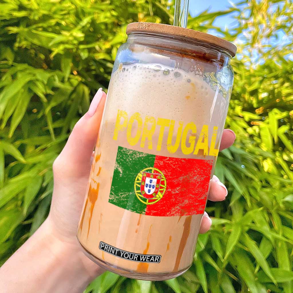 Portugal Flag Glass Can Retro Vintage Portuguese Flags Futebol TS10 Black Print Your Wear