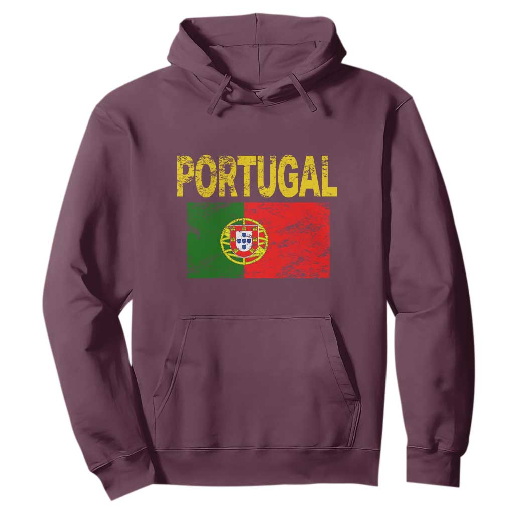 Portugal Flag Hoodie Retro Vintage Portuguese Flags Futebol TS10 Maroon Print Your Wear