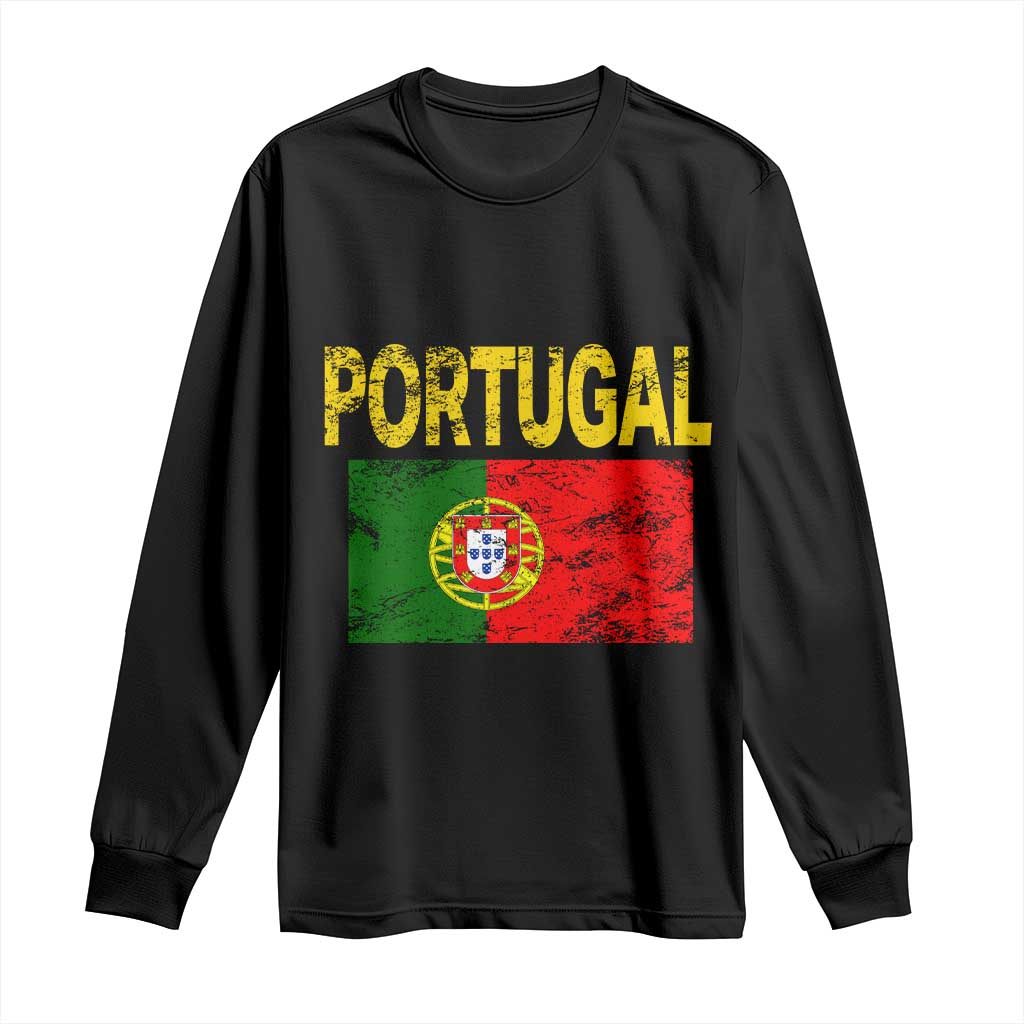 Portugal Flag Long Sleeve Shirt Retro Vintage Portuguese Flags Futebol TS10 Black Print Your Wear