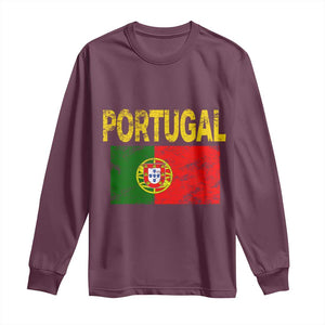 Portugal Flag Long Sleeve Shirt Retro Vintage Portuguese Flags Futebol TS10 Maroon Print Your Wear