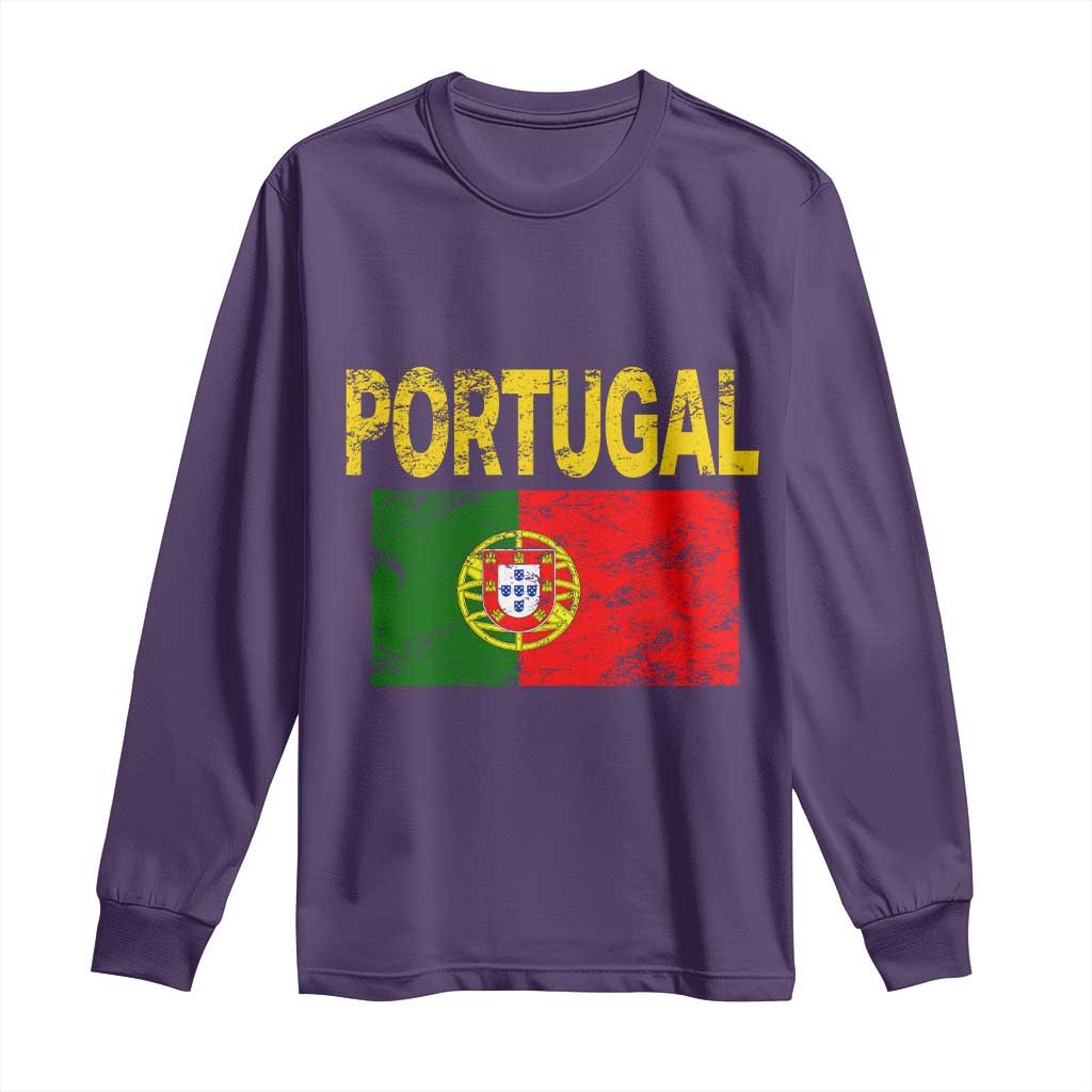 Portugal Flag Long Sleeve Shirt Retro Vintage Portuguese Flags Futebol TS10 Purple Print Your Wear