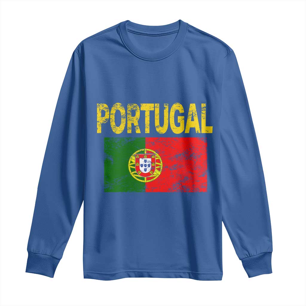 Portugal Flag Long Sleeve Shirt Retro Vintage Portuguese Flags Futebol TS10 Royal Blue Print Your Wear