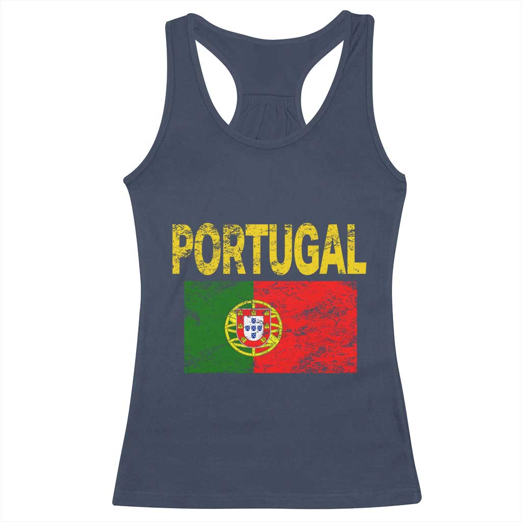 Portugal Flag Racerback Tank Top Retro Vintage Portuguese Flags Futebol TS10 Navy Print Your Wear