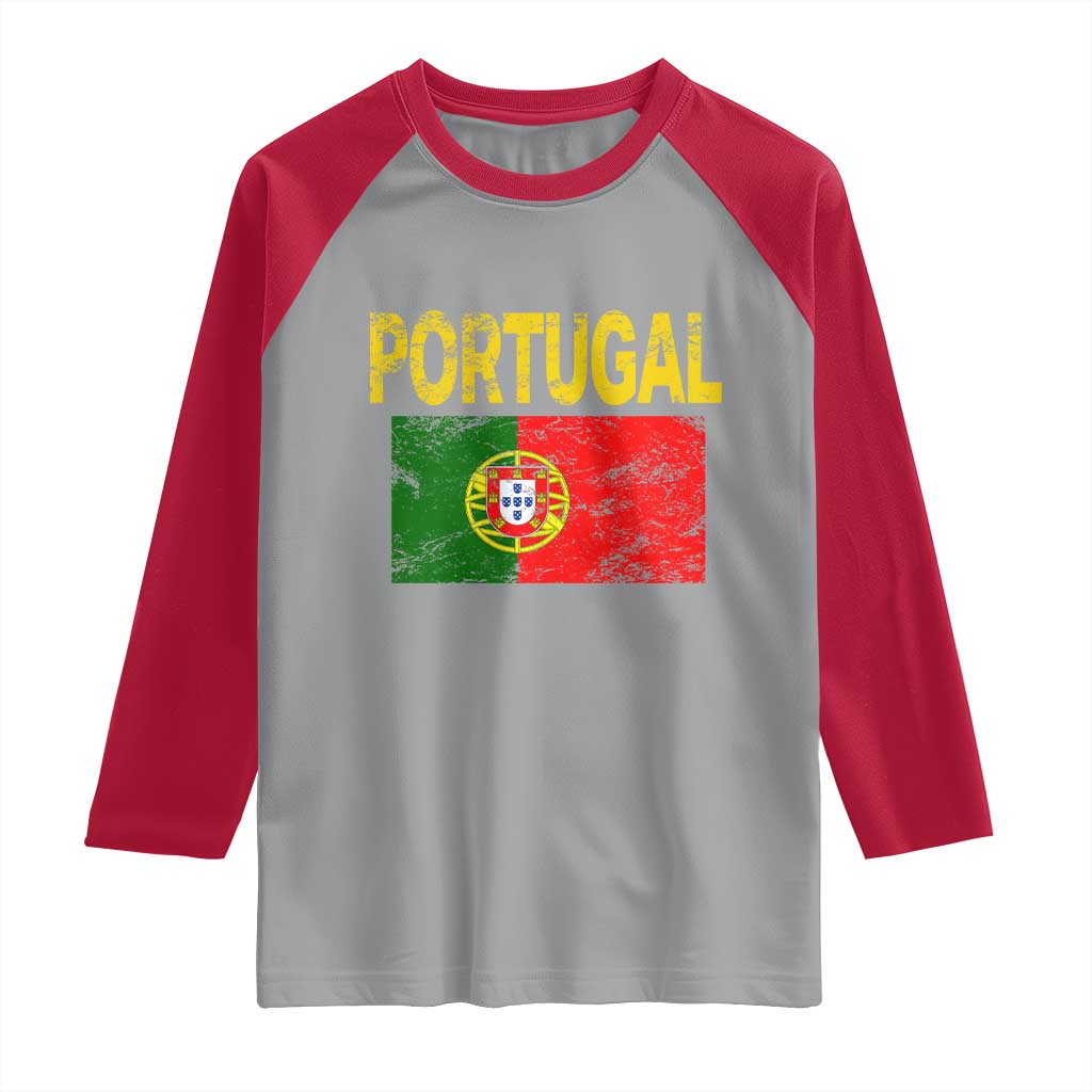 Portugal Flag Raglan Shirt Retro Vintage Portuguese Flags Futebol TS10 Sport Gray Red Print Your Wear