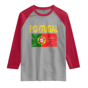 Portugal Flag Raglan Shirt Retro Vintage Portuguese Flags Futebol TS10 Sport Gray Red Print Your Wear
