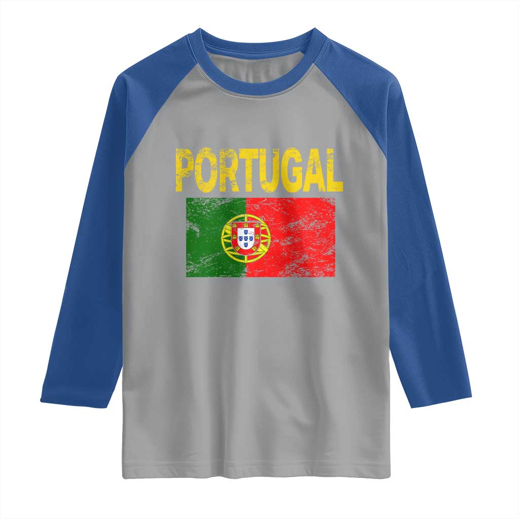 Portugal Flag Raglan Shirt Retro Vintage Portuguese Flags Futebol TS10 Sport Gray Royal Print Your Wear
