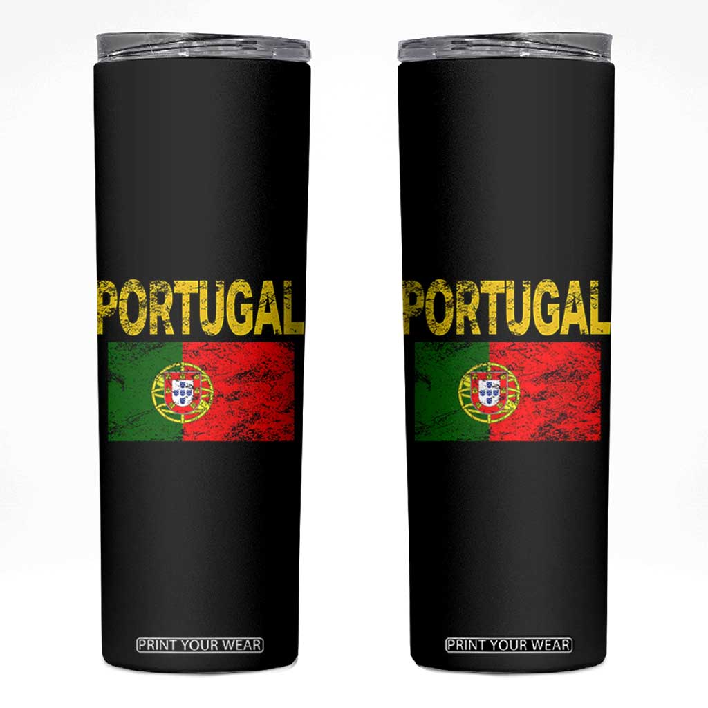 Portugal Flag Skinny Tumbler Retro Vintage Portuguese Flags Futebol TS10 Black Print Your Wear