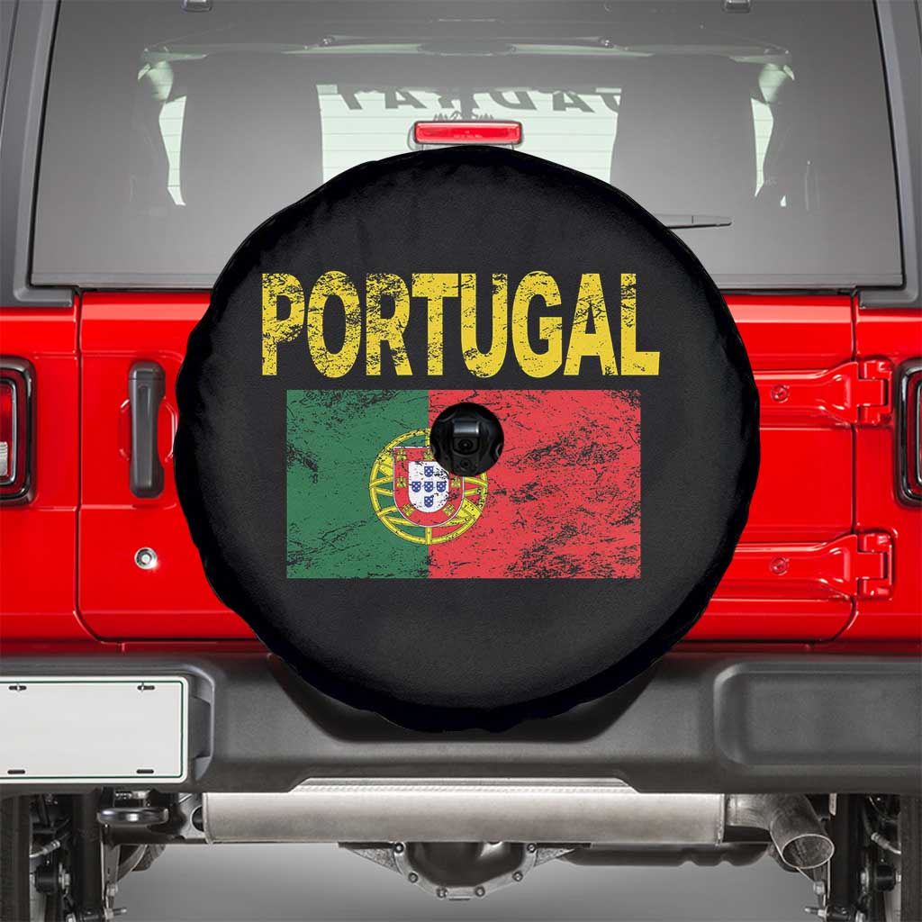 Portugal Flag Spare Tire Cover Retro Vintage Portuguese Flags Futebol TS10 Black Print Your Wear
