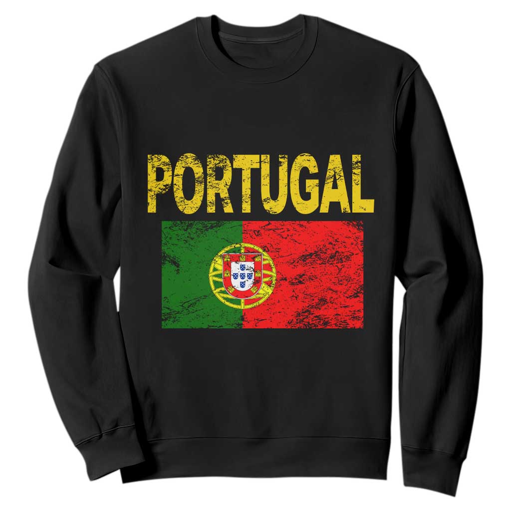 Portugal Flag Sweatshirt Retro Vintage Portuguese Flags Futebol TS10 Black Print Your Wear