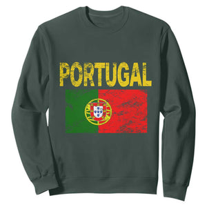 Portugal Flag Sweatshirt Retro Vintage Portuguese Flags Futebol TS10 Dark Forest Green Print Your Wear
