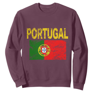 Portugal Flag Sweatshirt Retro Vintage Portuguese Flags Futebol TS10 Maroon Print Your Wear