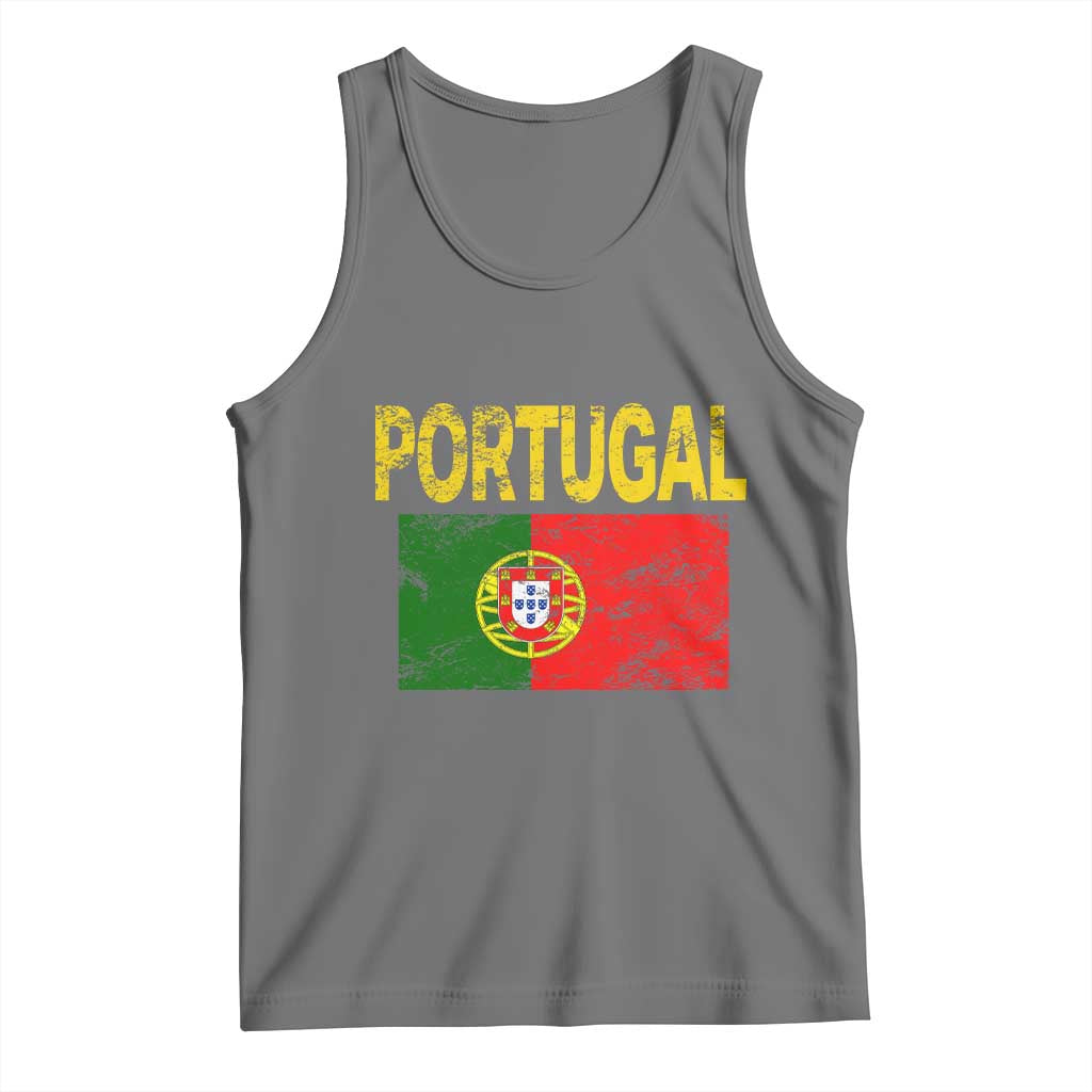 Portugal Flag Tank Top Retro Vintage Portuguese Flags Futebol TS10 Black Heather Print Your Wear