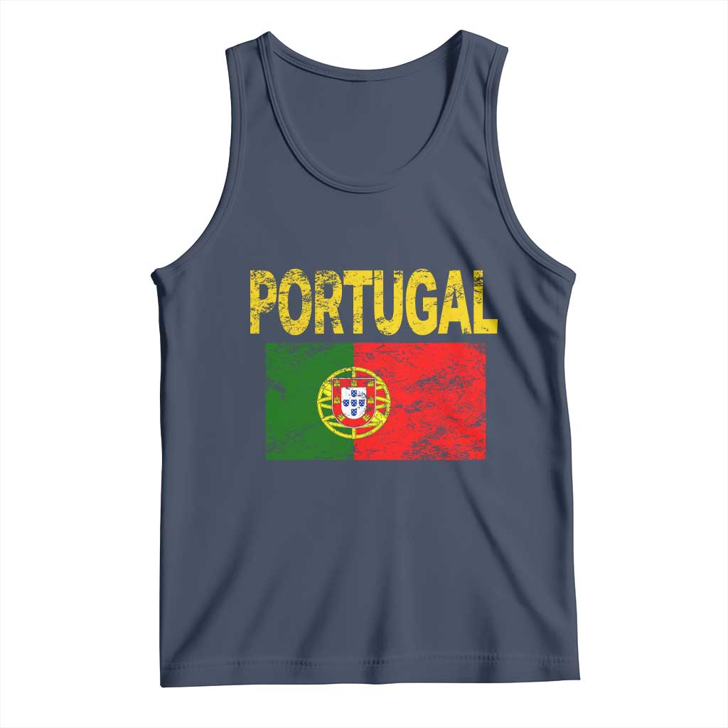 Portugal Flag Tank Top Retro Vintage Portuguese Flags Futebol TS10 Navy Print Your Wear