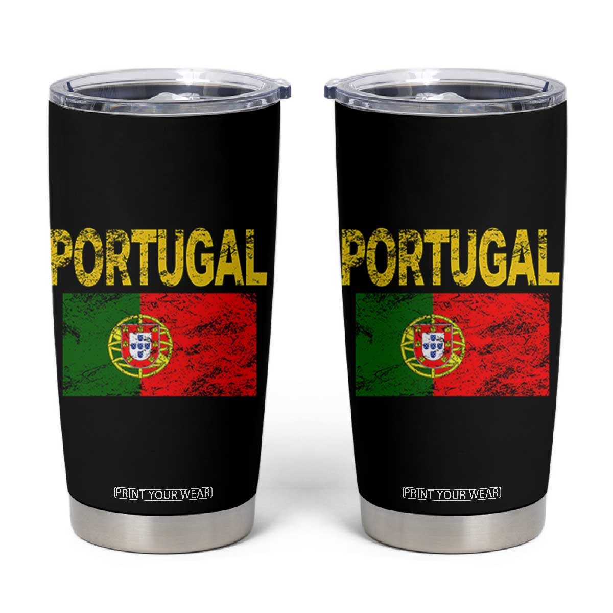 Portugal Flag Tumbler Cup Retro Vintage Portuguese Flags Futebol TS10 Black Print Your Wear