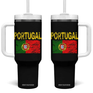 Portugal Flag Tumbler With Handle Retro Vintage Portuguese Flags Futebol TS10 One Size: 40 oz Black Print Your Wear