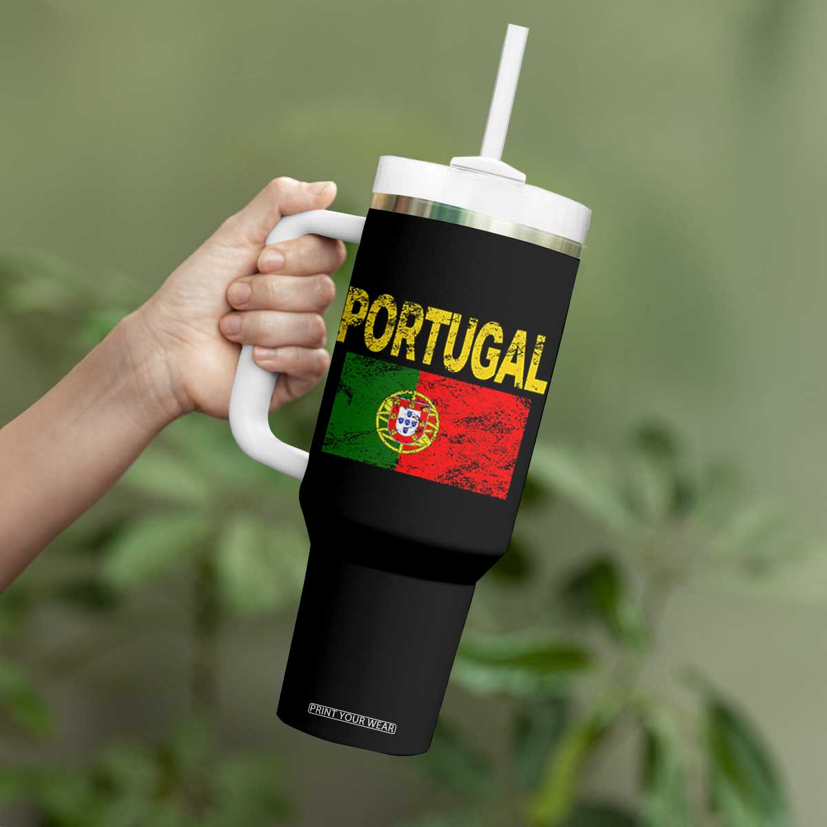 Portugal Flag Tumbler With Handle Retro Vintage Portuguese Flags Futebol TS10 Print Your Wear