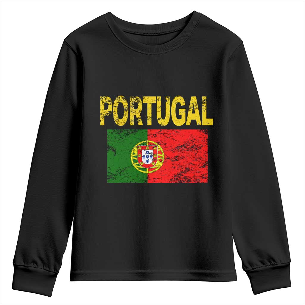 Portugal Flag Youth Sweatshirt Retro Vintage Portuguese Flags Futebol TS10 Black Print Your Wear