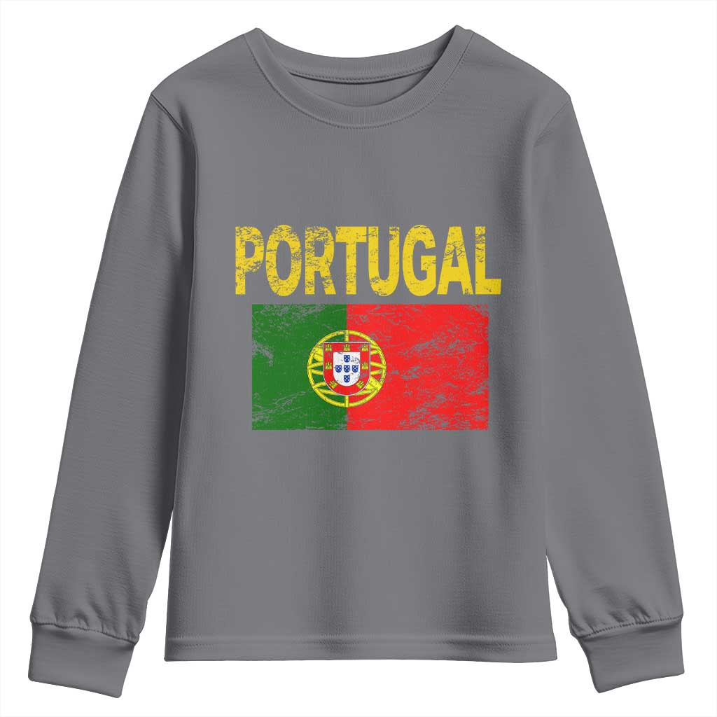 Portugal Flag Youth Sweatshirt Retro Vintage Portuguese Flags Futebol TS10 Charcoal Print Your Wear