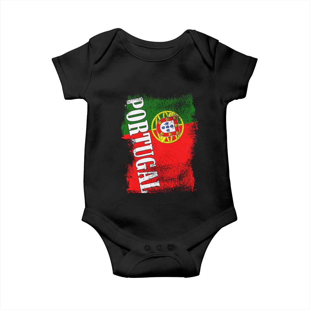 Portugal Flag Baby Onesie Retro Vintage Futebol Portuguese Flags TS10 Black Print Your Wear