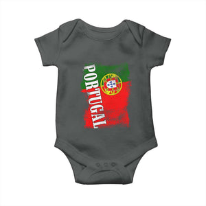 Portugal Flag Baby Onesie Retro Vintage Futebol Portuguese Flags TS10 Dark Heather Print Your Wear