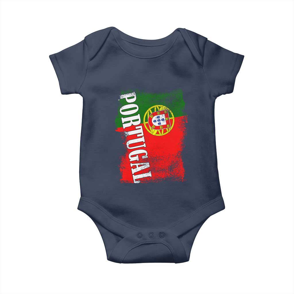 Portugal Flag Baby Onesie Retro Vintage Futebol Portuguese Flags TS10 Navy Print Your Wear