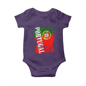 Portugal Flag Baby Onesie Retro Vintage Futebol Portuguese Flags TS10 Purple Print Your Wear