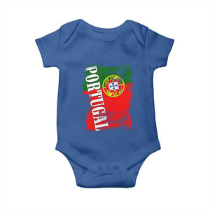 Portugal Flag Baby Onesie Retro Vintage Futebol Portuguese Flags TS10 Royal Blue Print Your Wear
