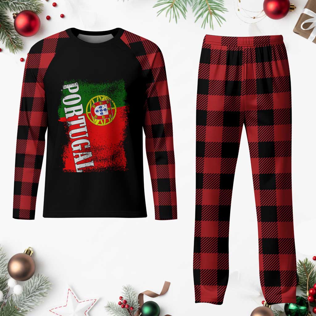 Portugal Flag Plaid Pajama Set Retro Vintage Futebol Portuguese Flags TS10 Buffalo Plaid Print Your Wear
