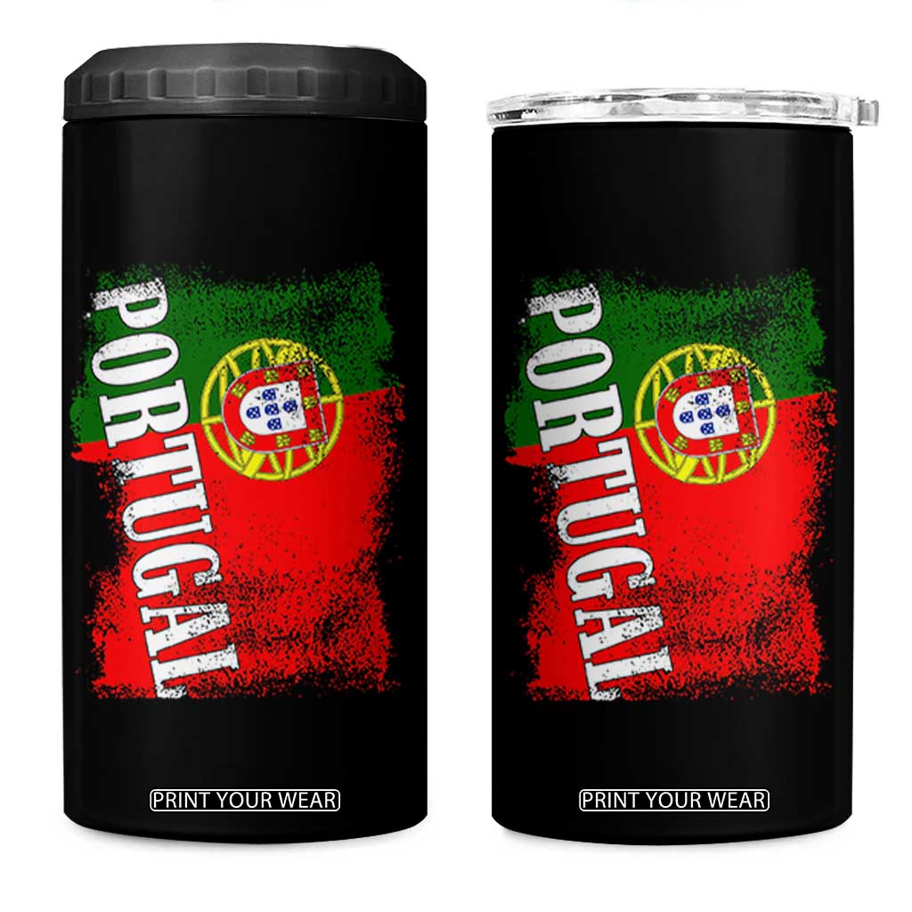 Portugal Flag 4 in 1 Can Cooler Tumbler Retro Vintage Futebol Portuguese Flags TS10 One Size: 16 oz Black Print Your Wear