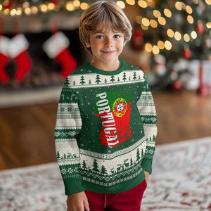 Portugal Flag Ugly Christmas Sweater Retro Vintage Futebol Portuguese Flags TS10 Forest Green Beige Print Your Wear