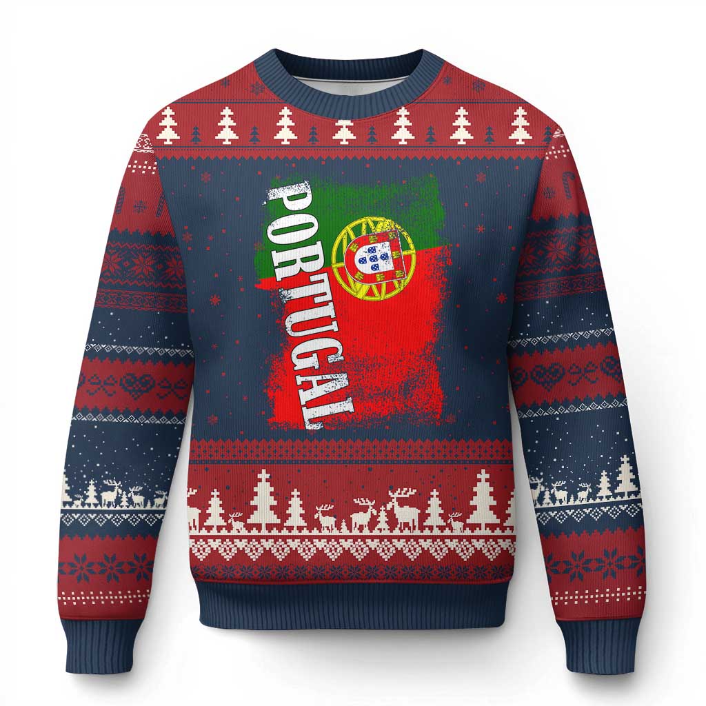 Portugal Flag Ugly Christmas Sweater Retro Vintage Futebol Portuguese Flags TS10 Navy Red Print Your Wear