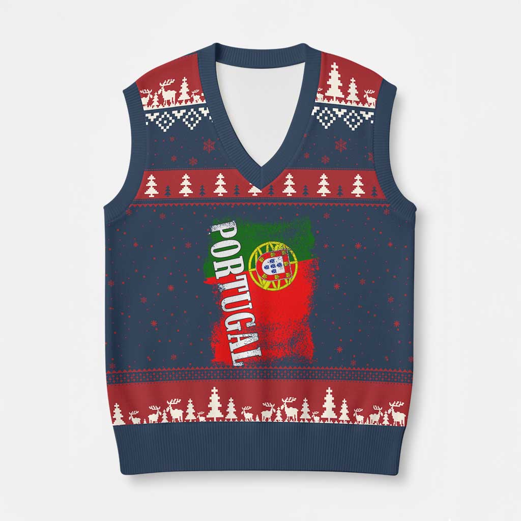 Portugal Flag V-Neck Knit Sweater Vest Retro Vintage Futebol Portuguese Flags TS10 Navy Red Print Your Wear
