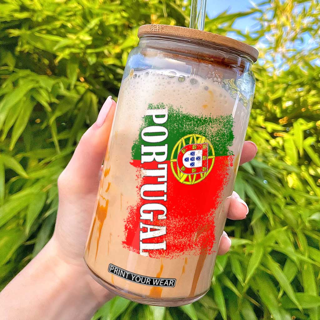Portugal Flag Glass Can Retro Vintage Futebol Portuguese Flags TS10 Black Print Your Wear